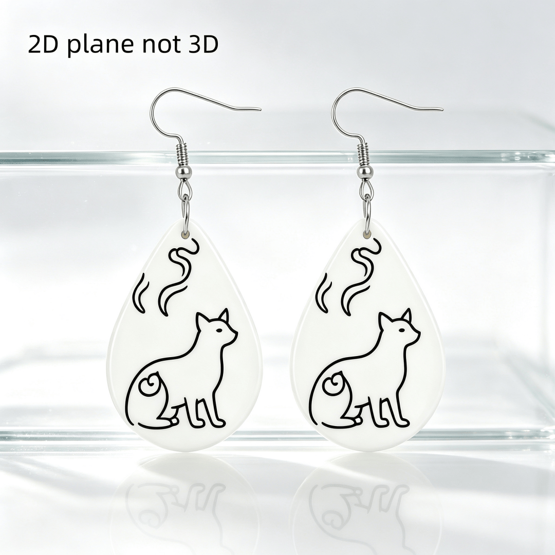 Trending Minimal Cat Teardrop Dangle Earrings, Cute Jewelry